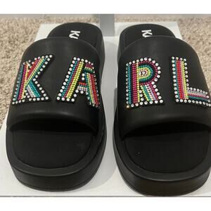 KARL LAGERFELD Opal Studs Platform Slide Sandal Sizw 10 M/ 41B